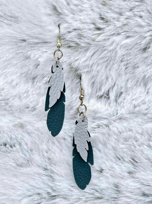 FEATHER FAUX LEATHER EARRINGS