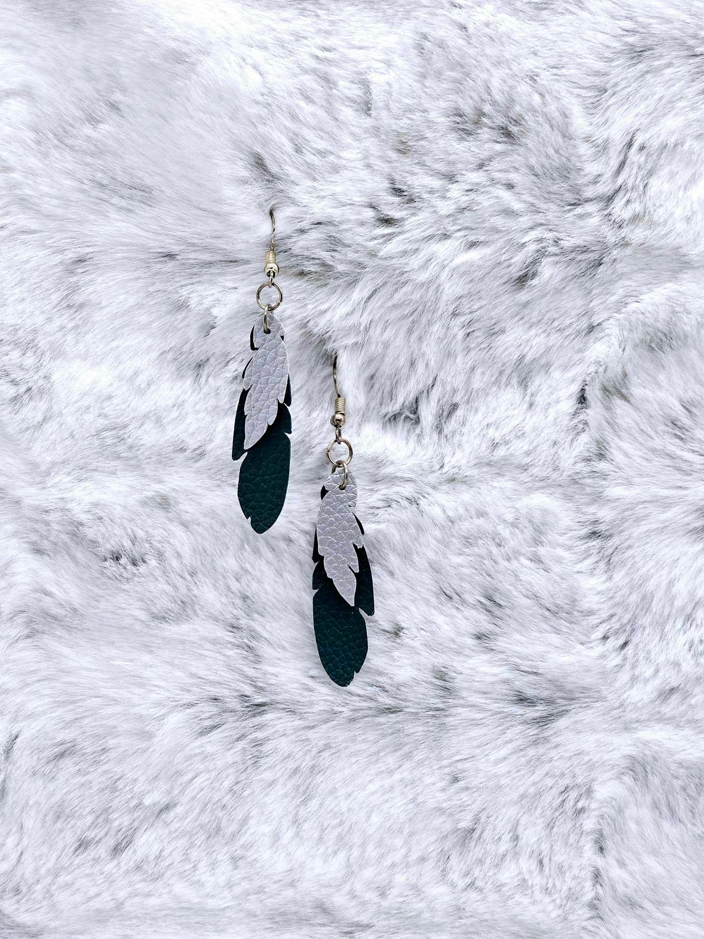 FEATHER FAUX LEATHER EARRINGS