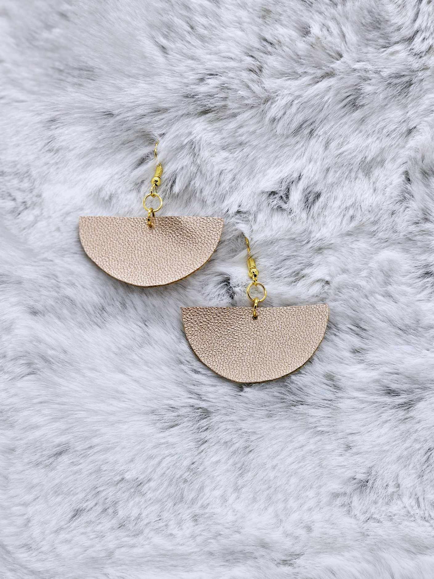 HALF CIRCLE FAUX LEATHER EARRINGS