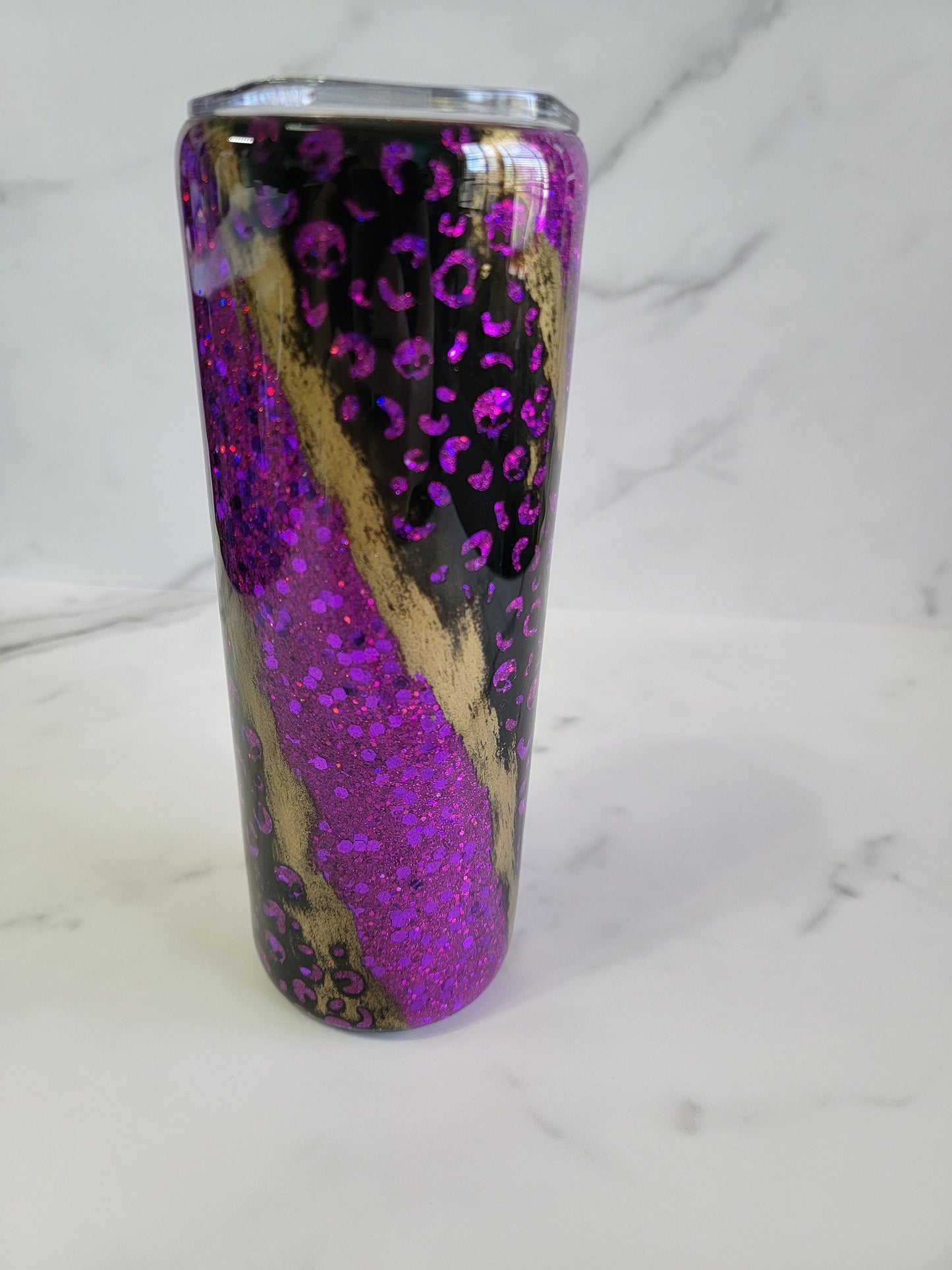 SKULL LEOPARD PRINT DISTRESSED TUMBLER