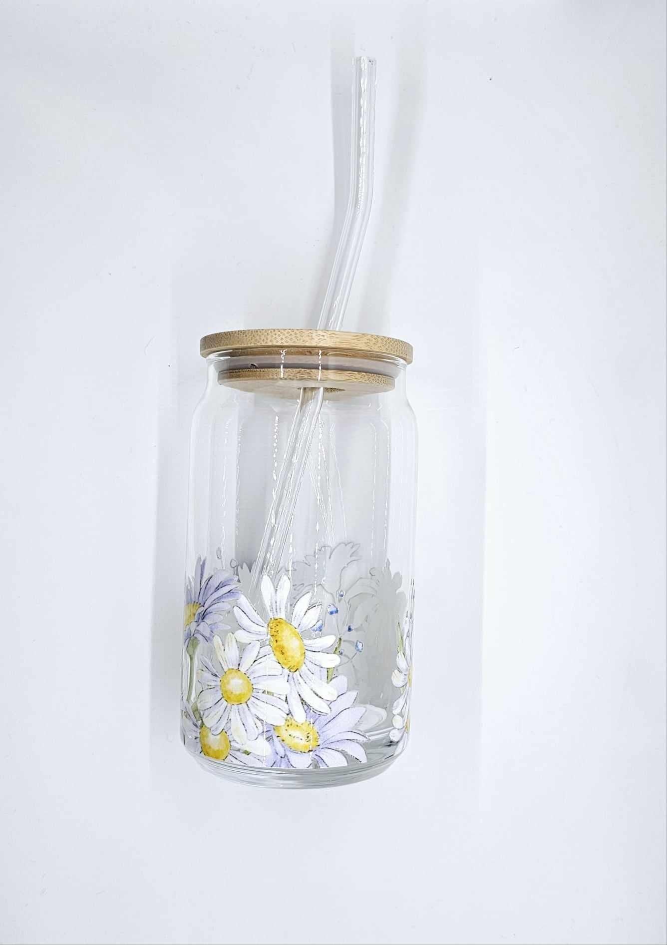 DAISY GLASS CAN TUMBLER