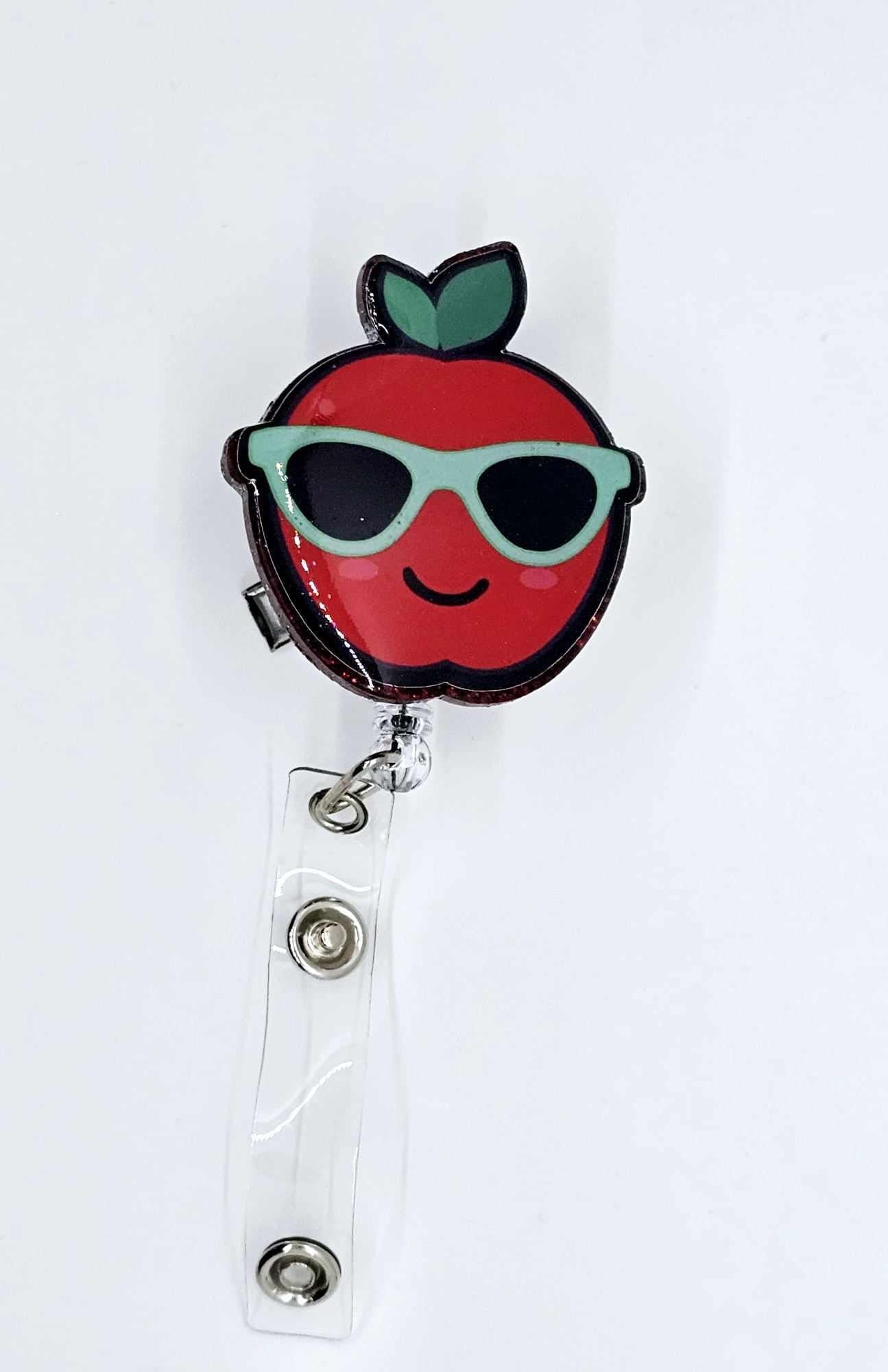 APPLE WITH SUNGLASSES BADGE REEL