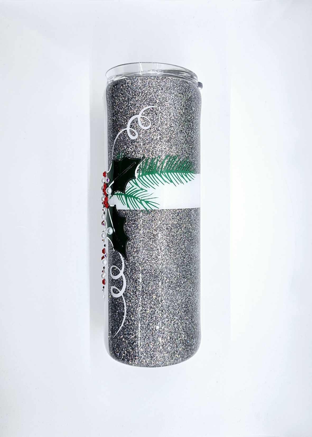 PRESENT WITH HOLLY AND RHINESTONES TUMBLER