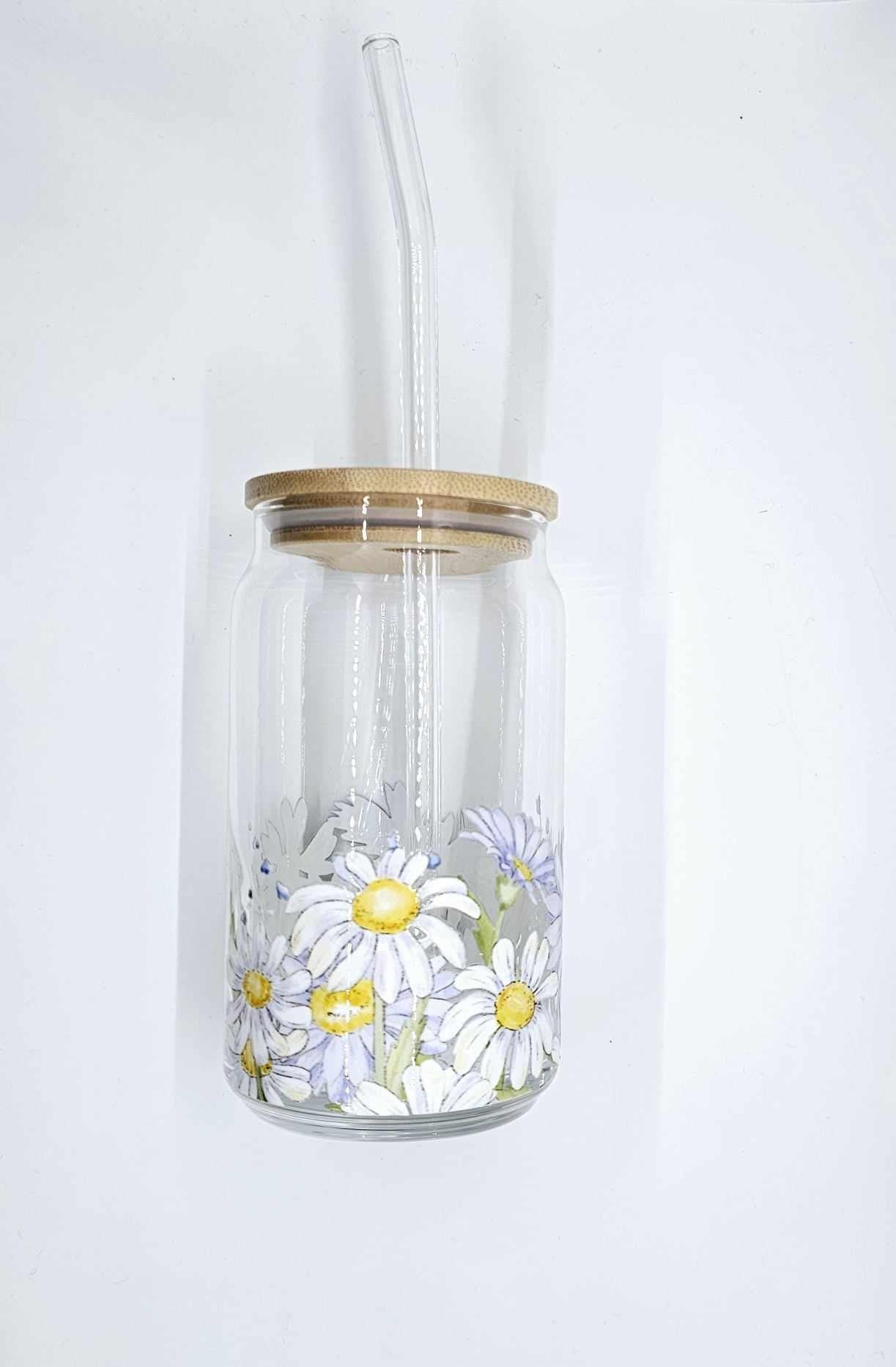 DAISY GLASS CAN TUMBLER