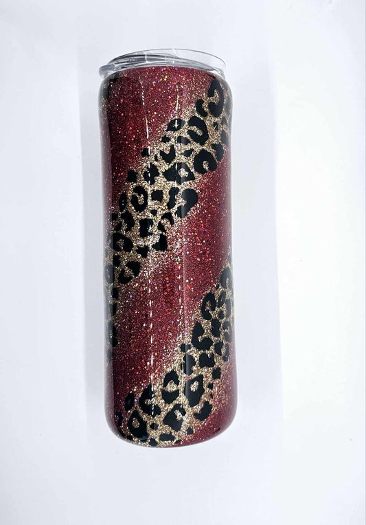 RED AND GOLD WITH LEOPARD PRINT TUMBLER