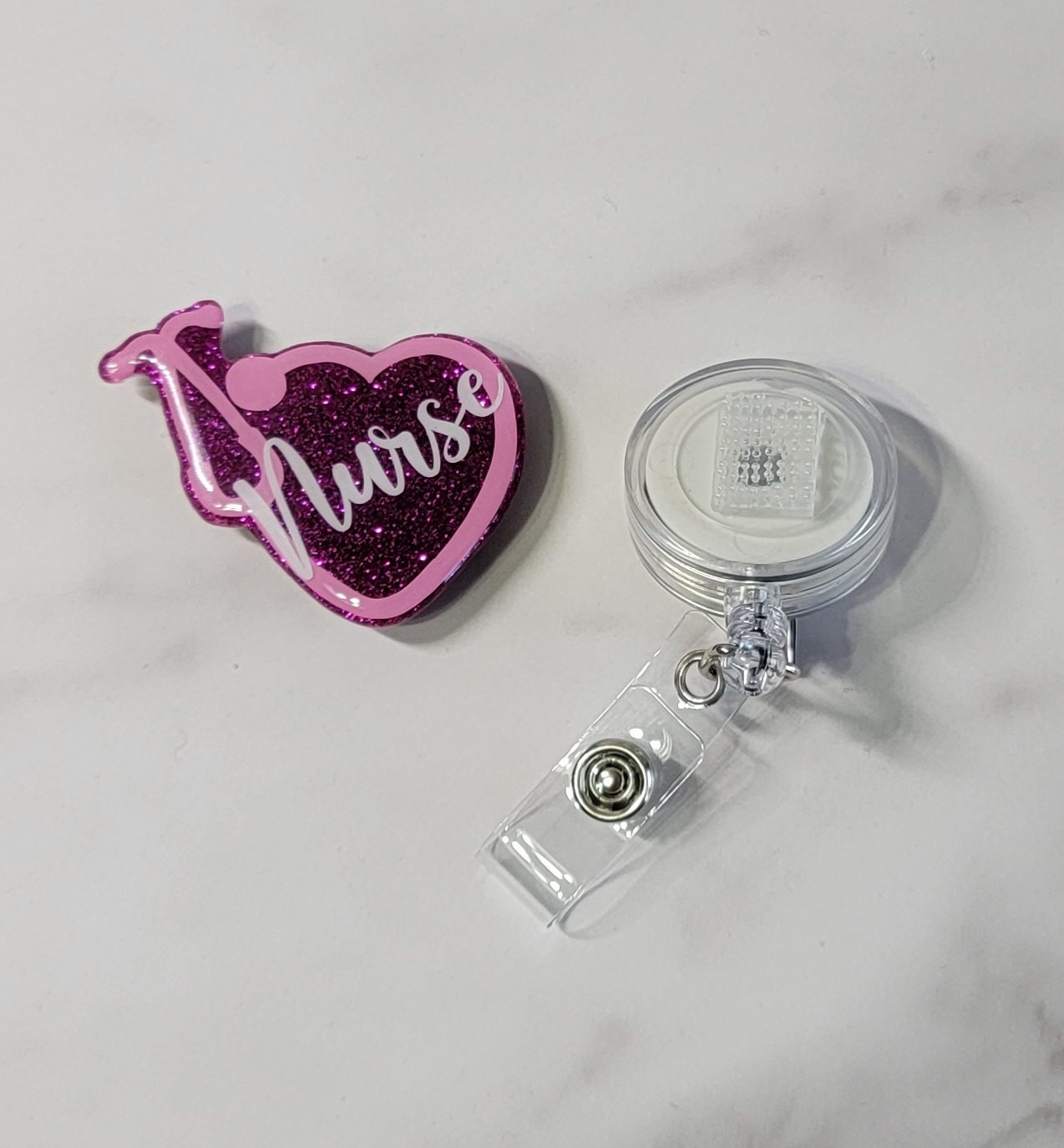 HEART AND STETHOSCOPE BADGE REEL