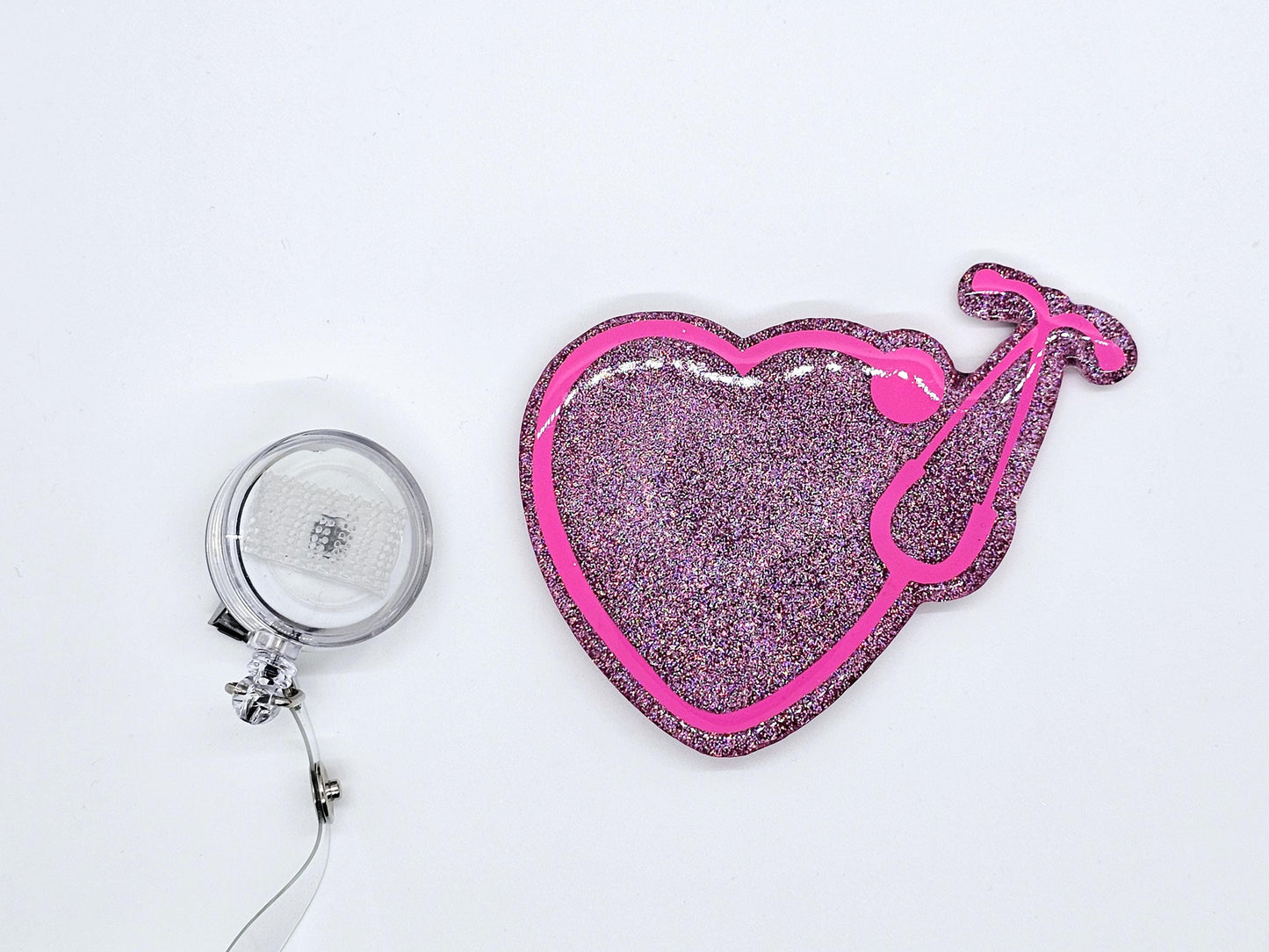 LARGE HEART STETHOSCOPE BADGE REEL