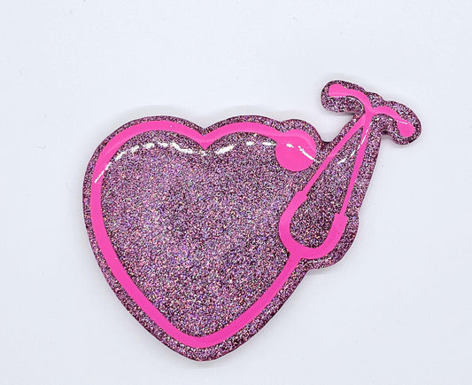 LARGE HEART STETHOSCOPE BADGE REEL