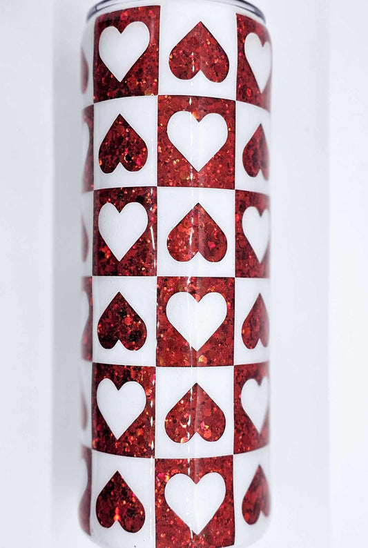 HEART CHECKERBOARD TUMBLER