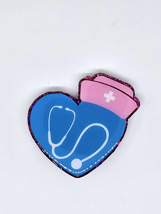 HEART, STETHOSCOPE AND NURSES CAP BADGE REEL