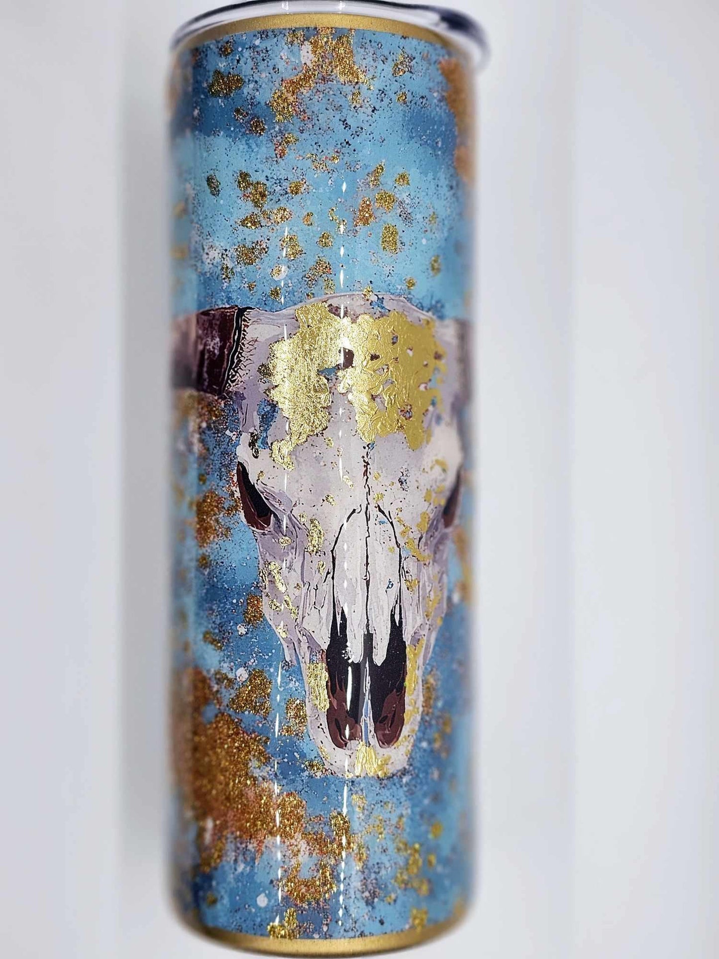 COW SKULL WITH GOLD FOIL AND GLITTER