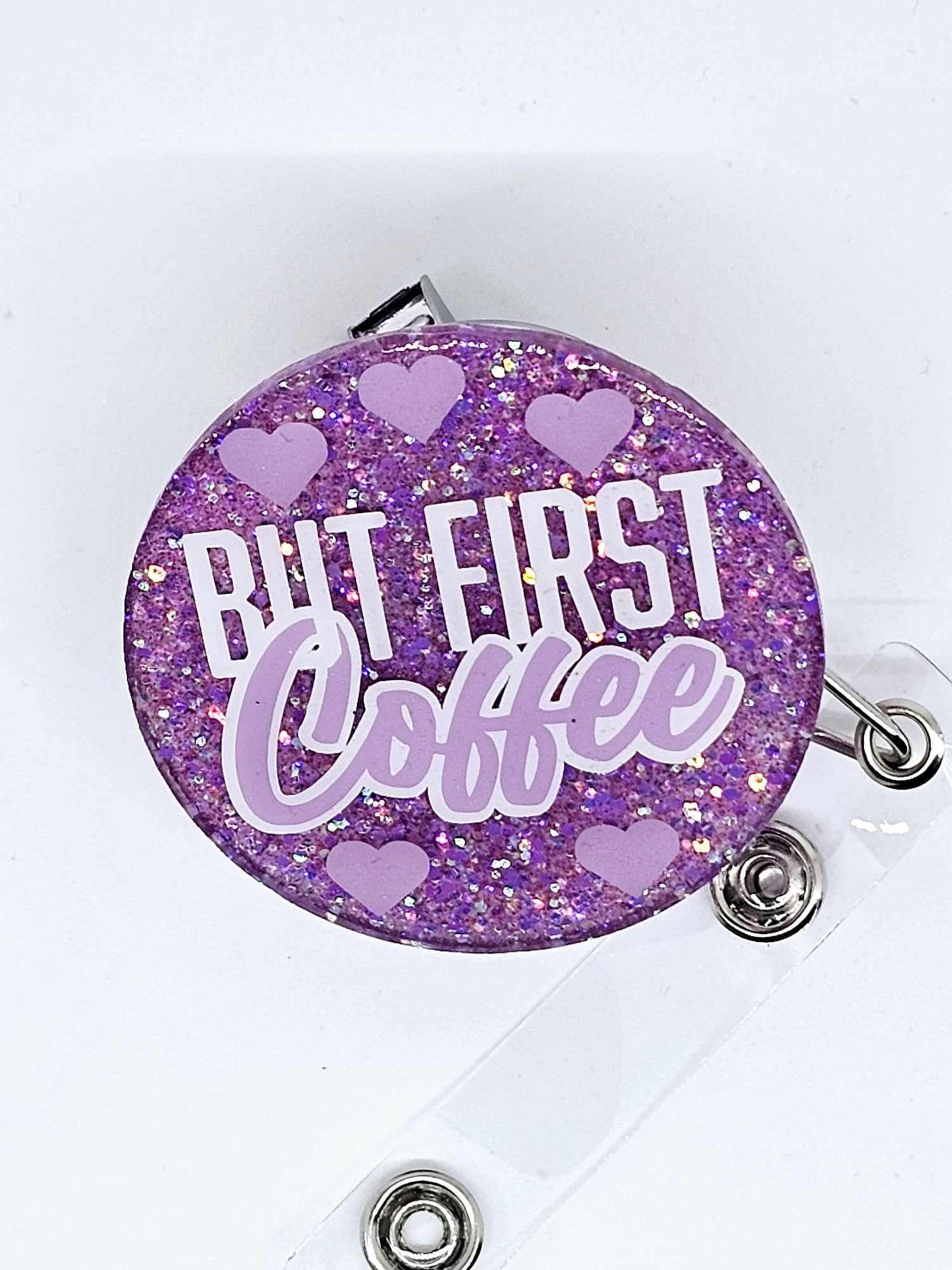 BUT FIRST COFFEE BADGE REEL
