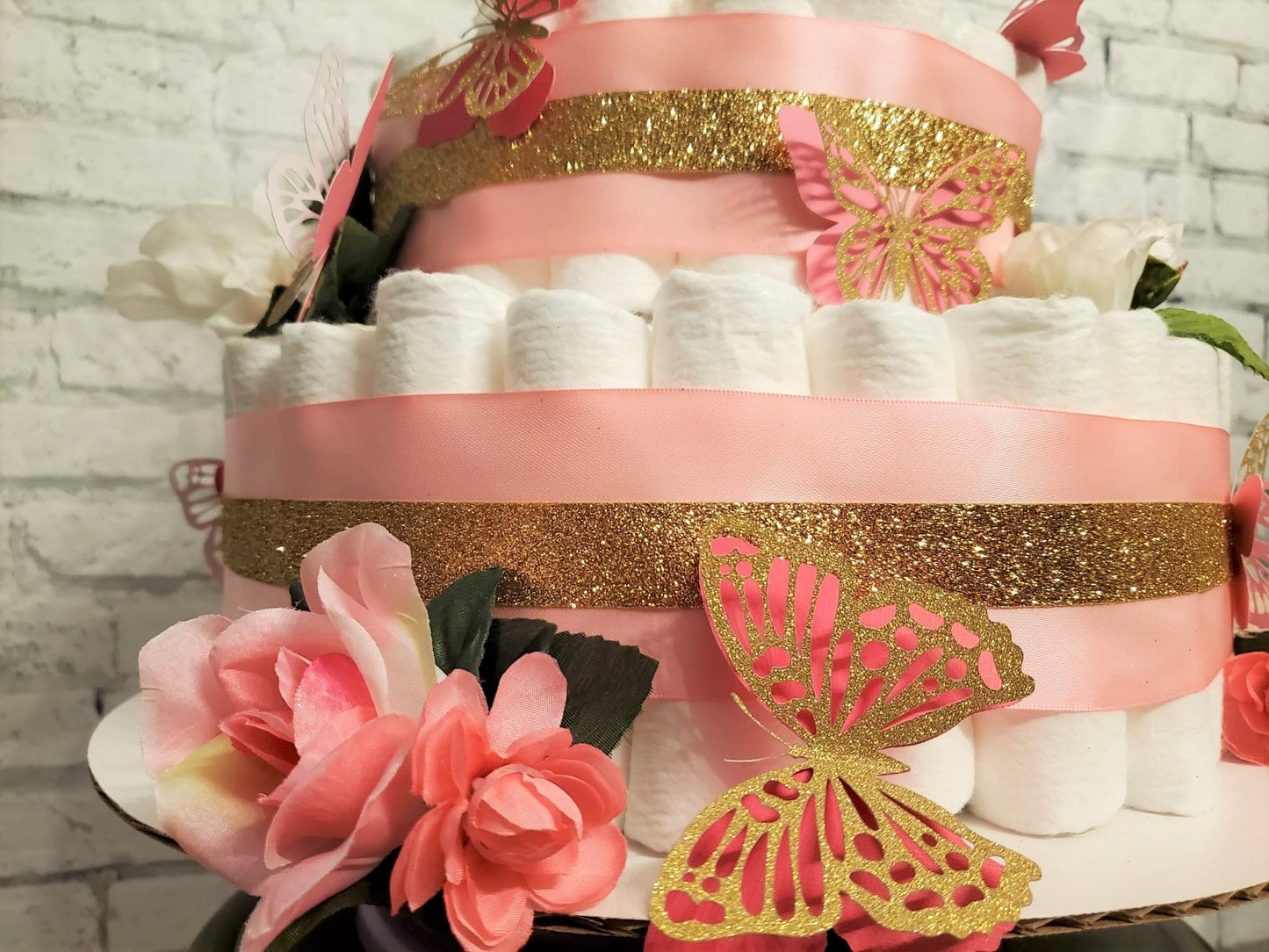 BABY GIRL BUTTERFLY DIAPER CAKE
