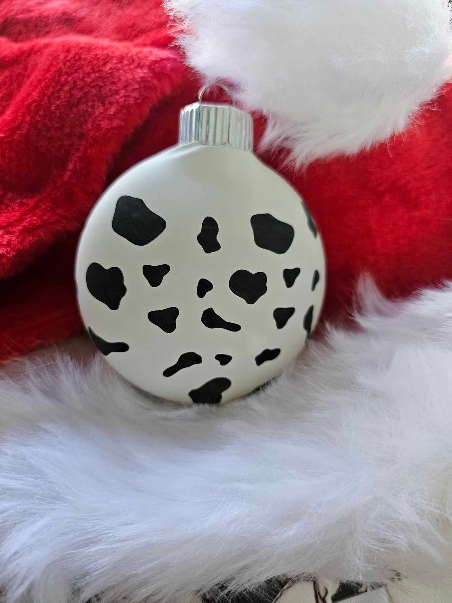 COW PRINT CHRISTMAS ORNAMENT