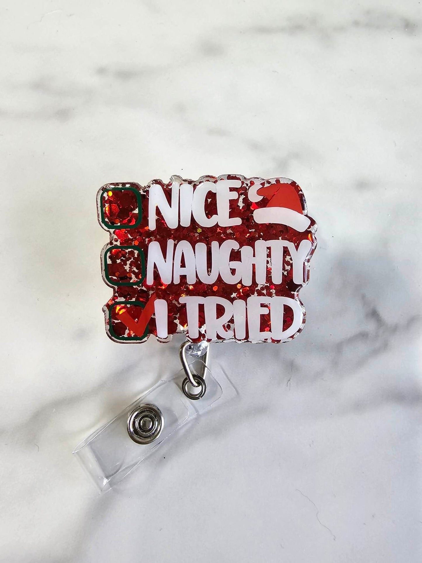 NICE, NAUGHTY, I TRIED BADGE REEL