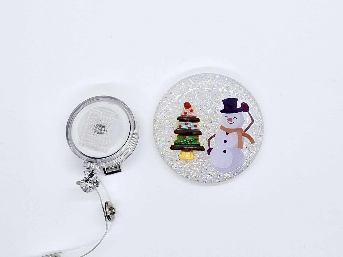 SNOWMAN AND CHRISTMAS TREE 3D BADGE REEL