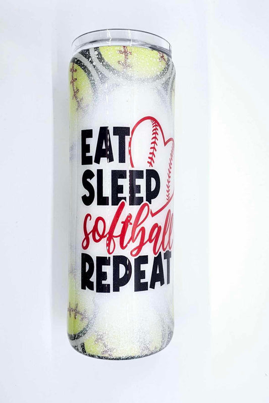EAT, SLEEP, SOFTBALL, REPEAT TUMBLER