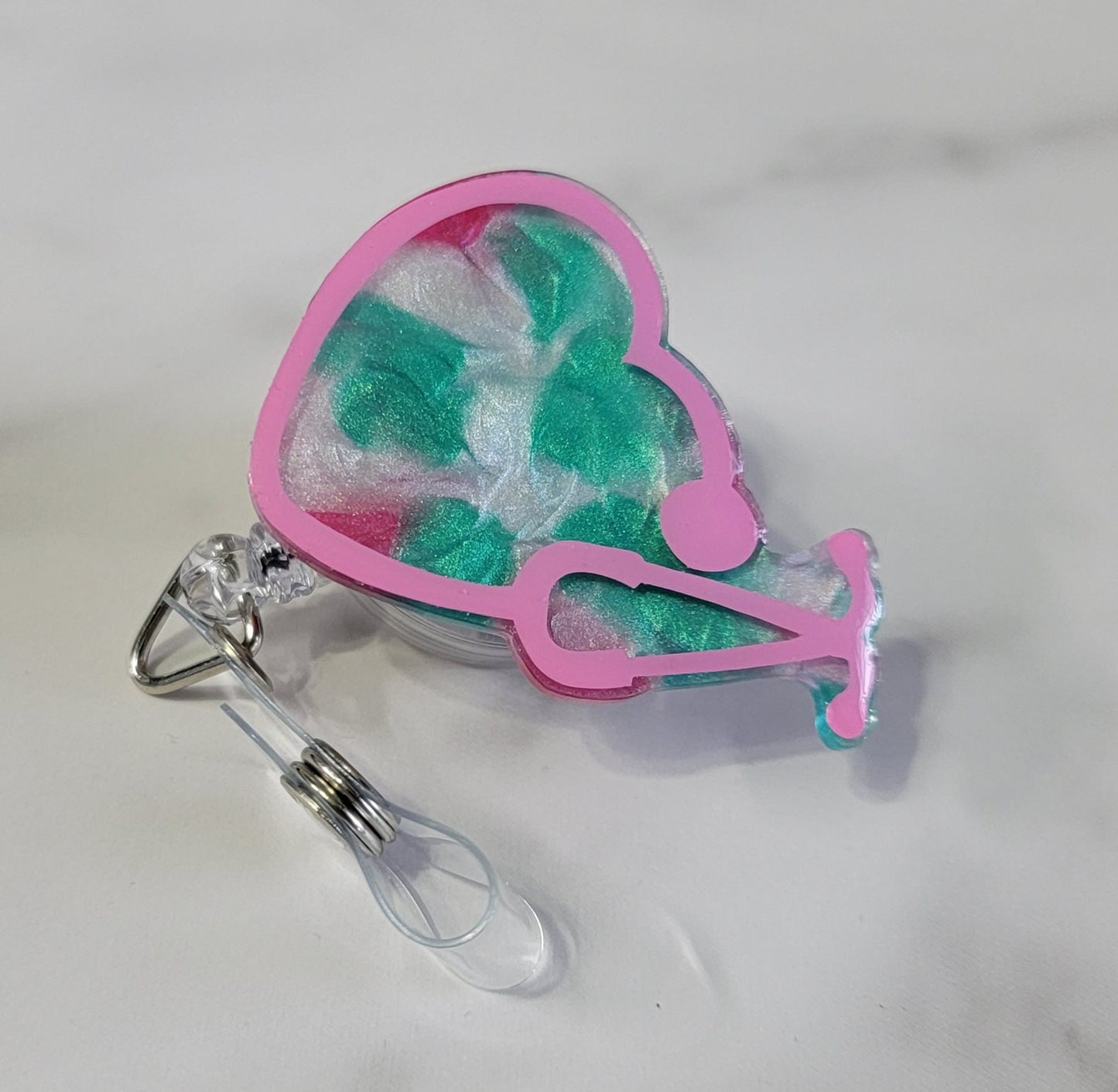 HEART AND STETHOSCOPE BADGE REEL