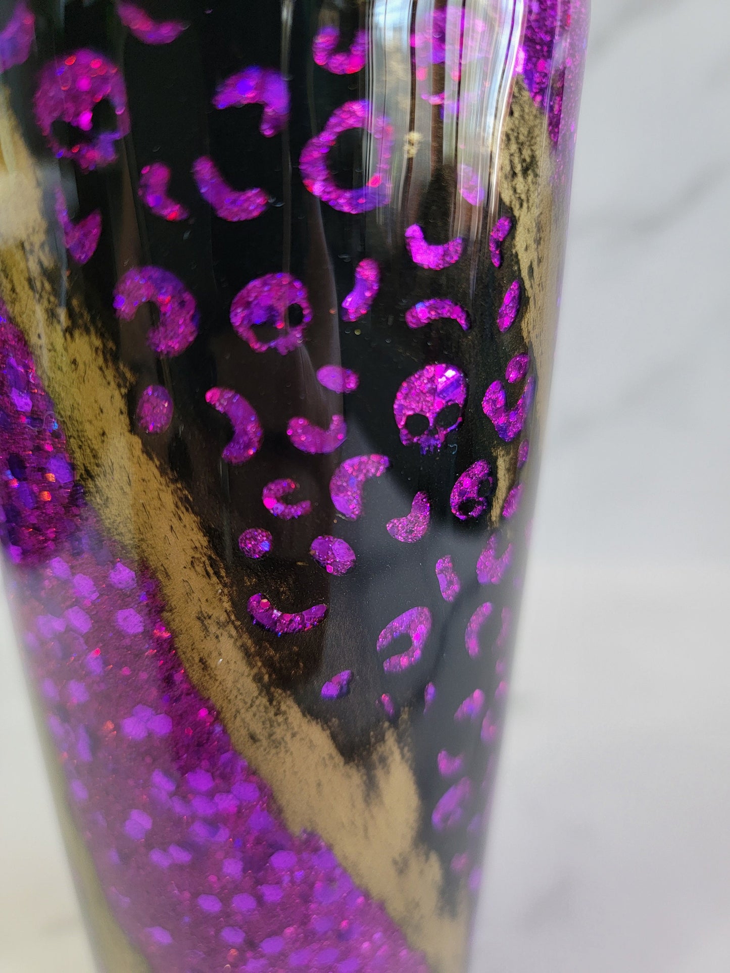 SKULL LEOPARD PRINT DISTRESSED TUMBLER