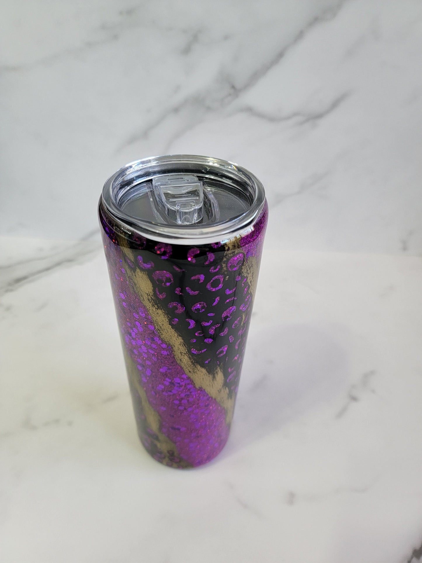 SKULL LEOPARD PRINT DISTRESSED TUMBLER