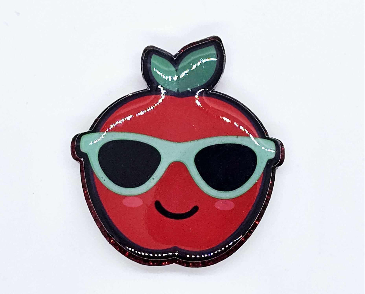APPLE WITH SUNGLASSES BADGE REEL