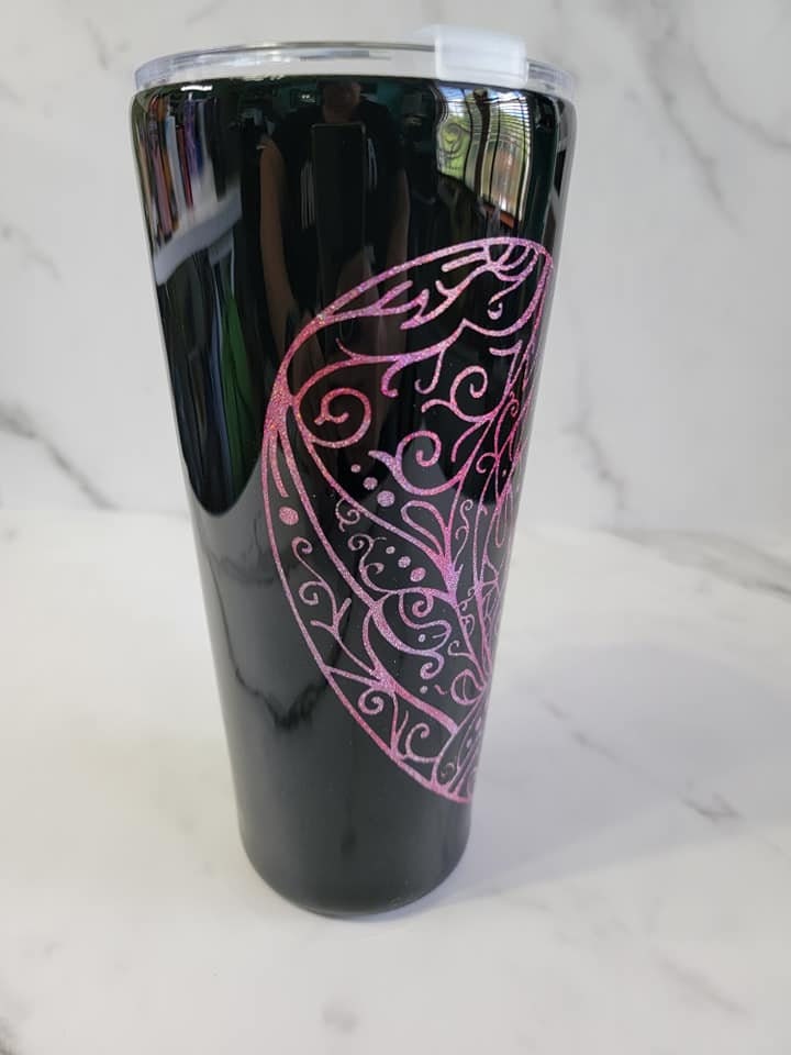 PINK HEART MANDALA PEEK A BOO TUMBLER