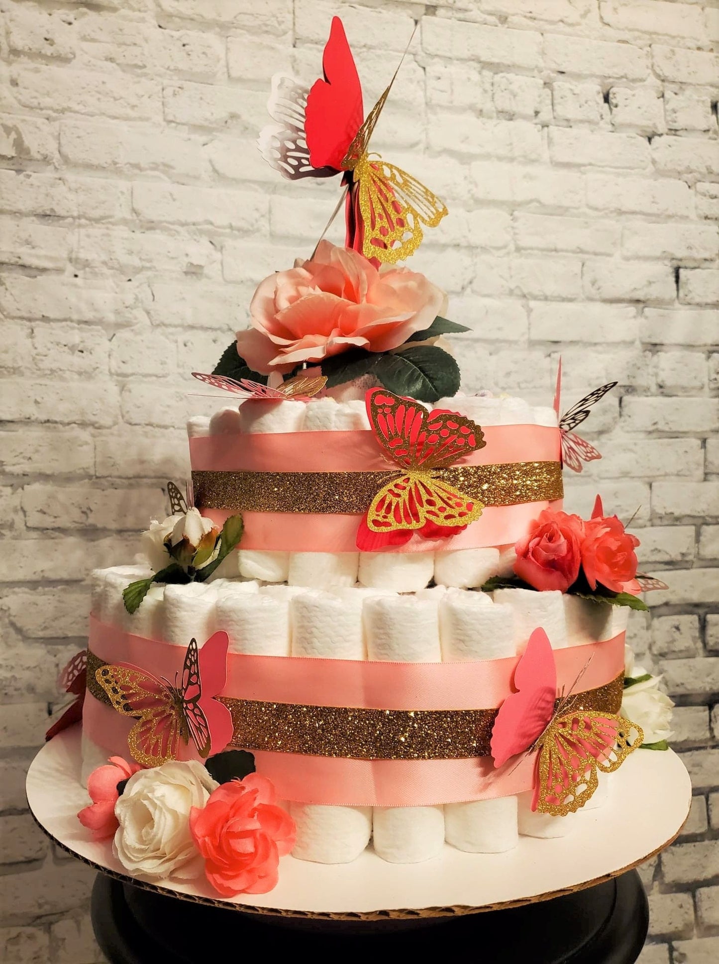 BABY GIRL BUTTERFLY DIAPER CAKE