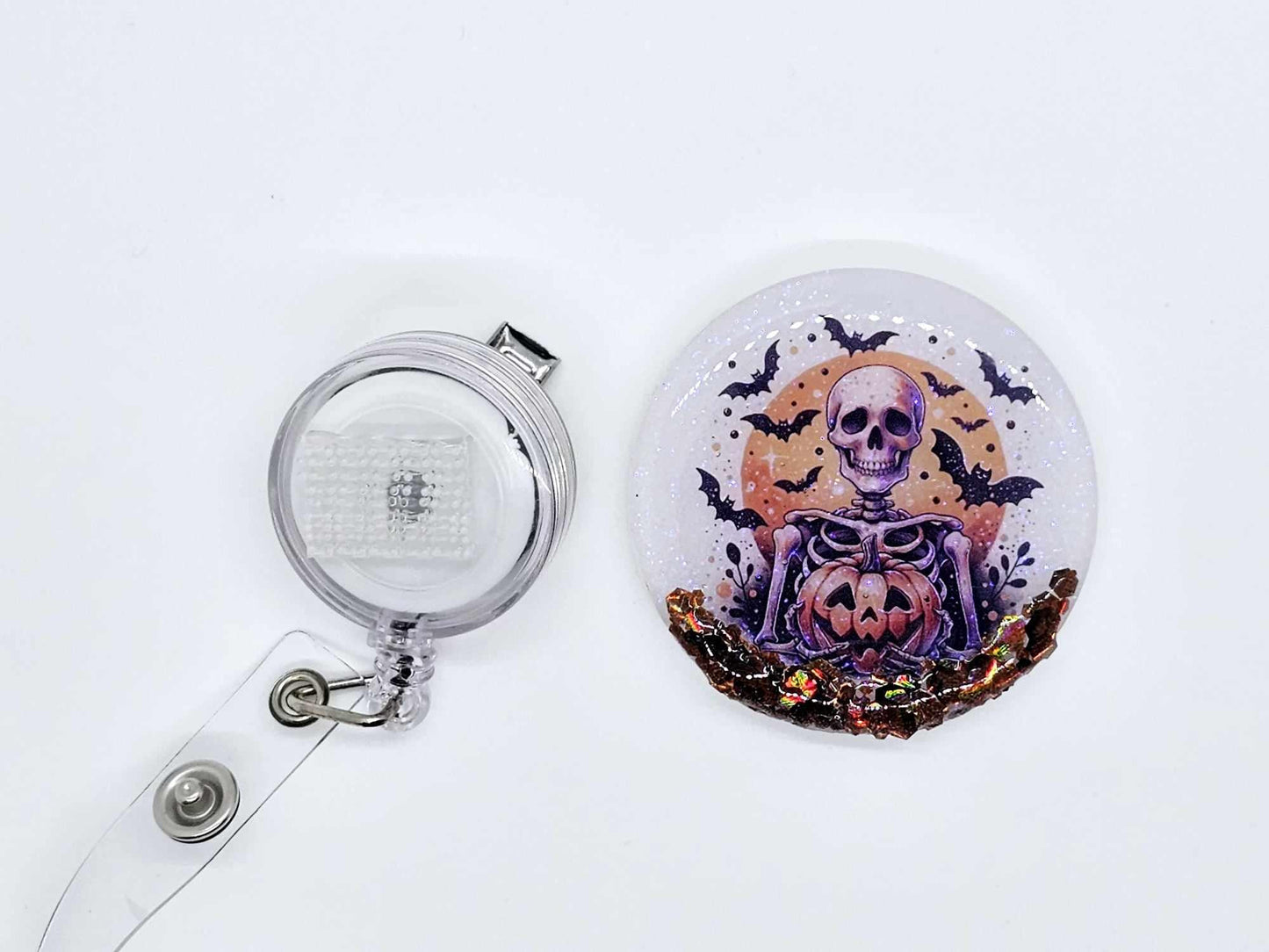 SKELETON, PUMPKIN AND BATS BADGE REEL