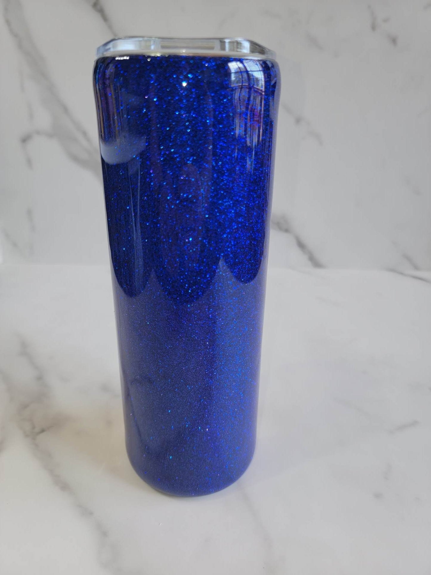 SUNFLOWERS AND BLUE GLITTER TUMBLER