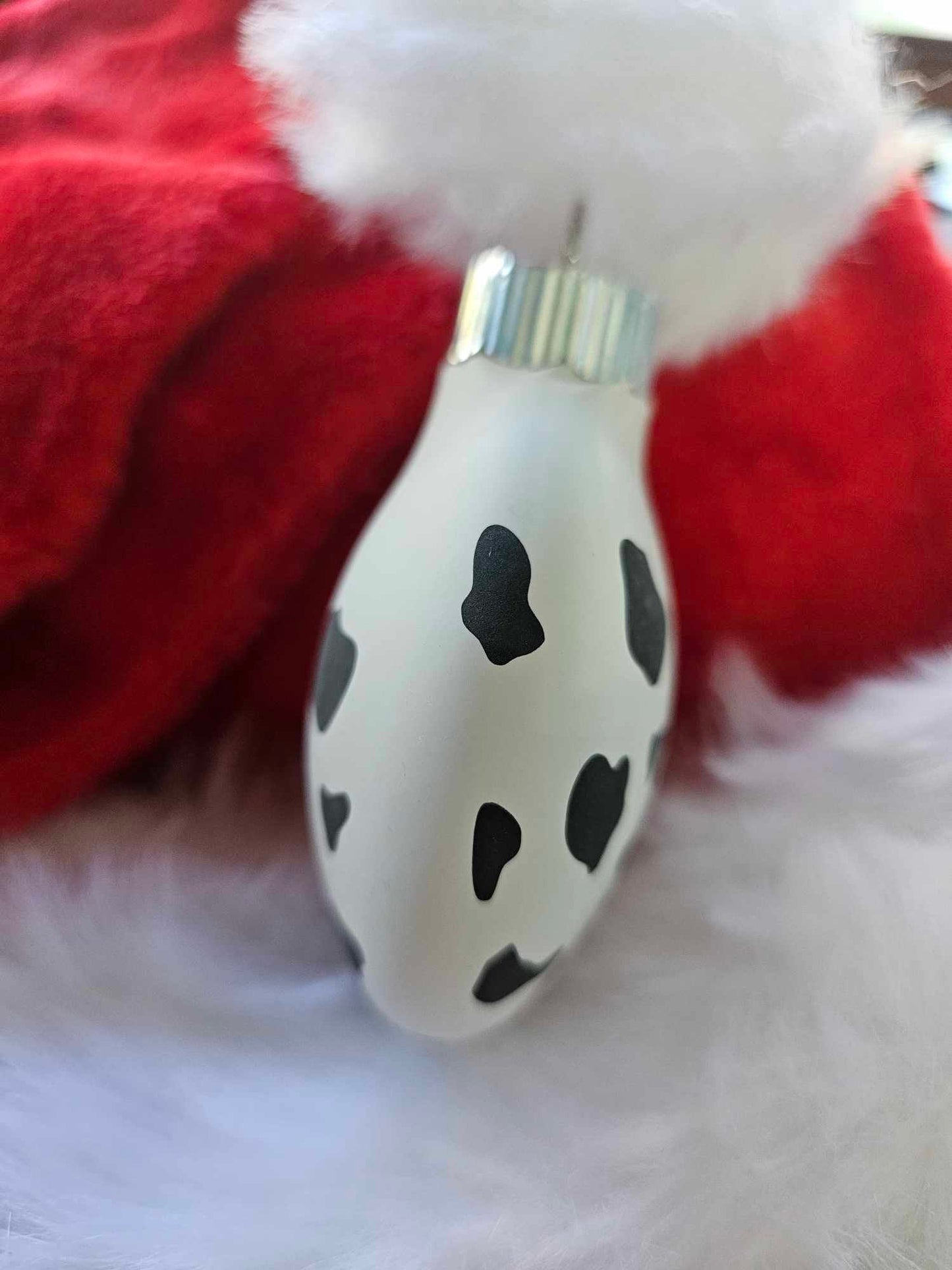 COW PRINT CHRISTMAS ORNAMENT