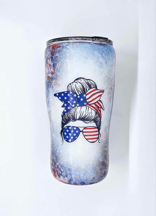 PATRIOTIC MESSY BUN TUMBLER