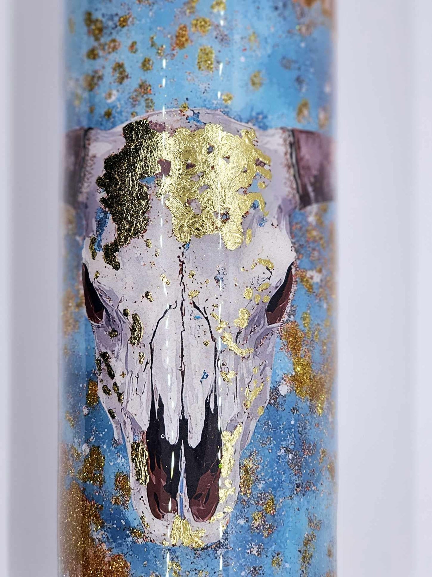 COW SKULL WITH GOLD FOIL AND GLITTER