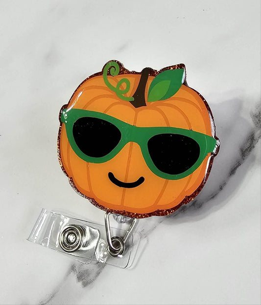 PUMPKIN WITH GLASSES BADGE REEL