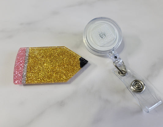 GLITTER PENCIL BADGE REEL