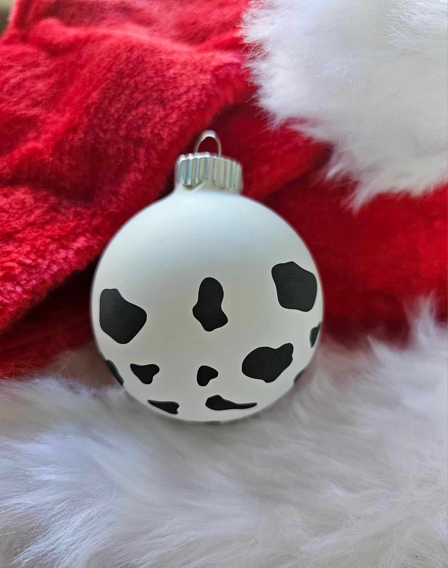 COW PRINT CHRISTMAS ORNAMENT