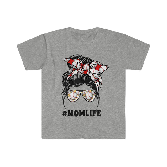 MESSY BUN SOFTBALL MOM LIFE T-SHIRT
